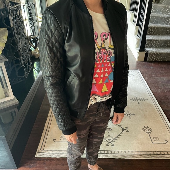 Soia & Kyo black leather bomber jacket size Small - Picture 11 of 11